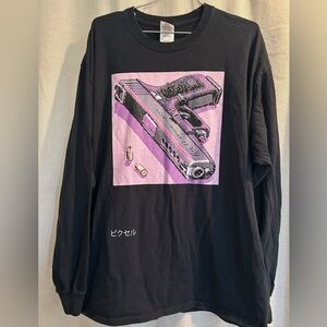 Retro pixel art screen printed long sleeve